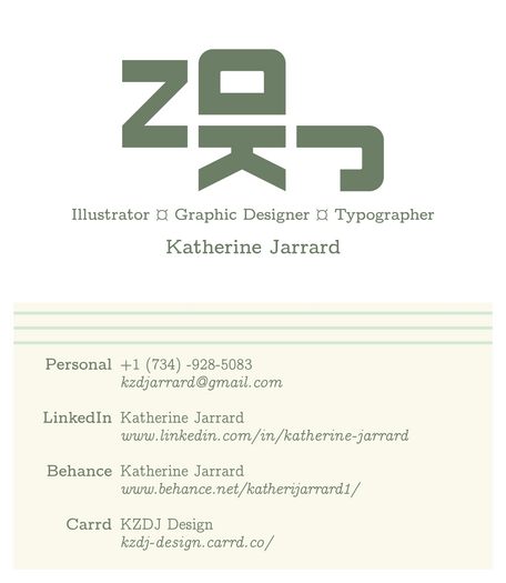 My Business card, containing my name, logo, titles, and references.