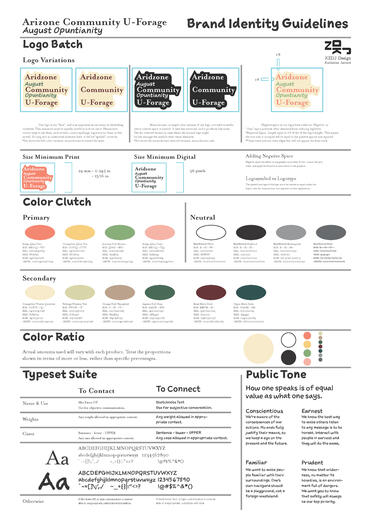 An example of my "Template: Brand Identity Guidelines, Size A3" in use for a pretend event designed for a school project.